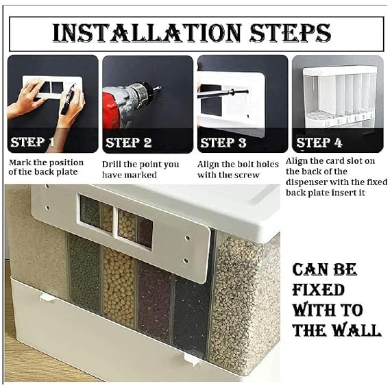 Wall-Mounted Grain Dispenser-Storage Containers Organizer