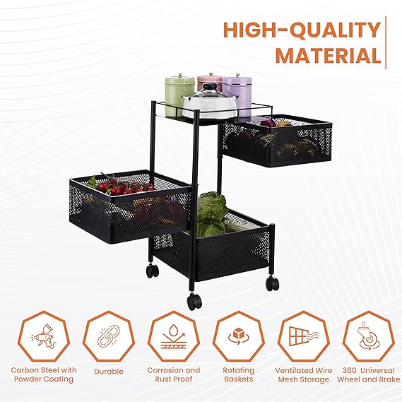 Storage Kitchen Rack Trolley with Wheels for Kitchen Organizer