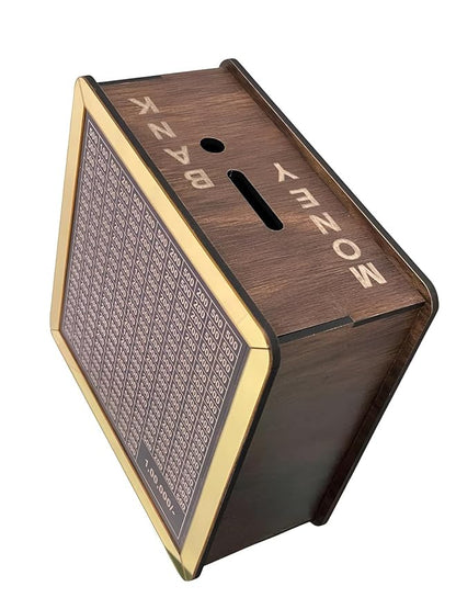 Wooden Money Bank with Lock - 1 Lakh Saving Box with Numbers
