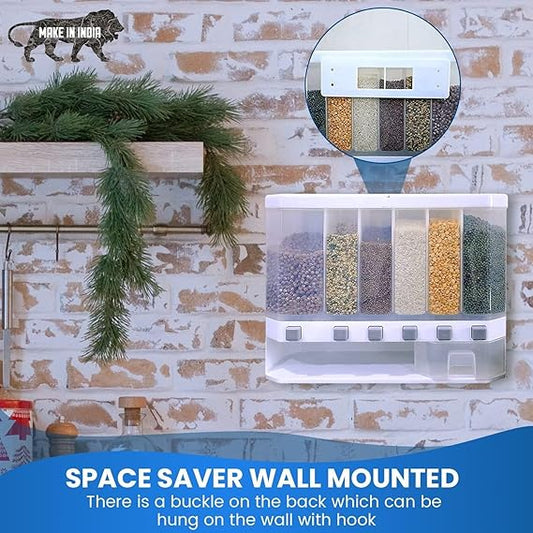 Wall-Mounted Grain Dispenser-Storage Containers Organizer